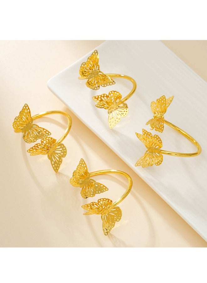 6 PCS Gold Napkin Rings, Butterflies Serviette Buckle Wedding Party Napkin Holders, Butterflies Napkin Buckle Delicate Napkin Circles for Wedding Birthday Christmas New Years - Image 3