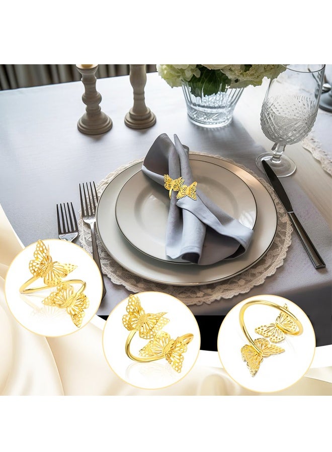 6 PCS Gold Napkin Rings, Butterflies Serviette Buckle Wedding Party Napkin Holders, Butterflies Napkin Buckle Delicate Napkin Circles for Wedding Birthday Christmas New Years - Image 5