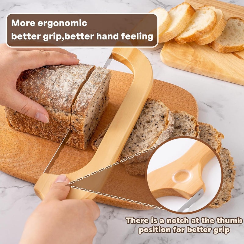 ISAIDNO Bread Knife for Homemade Bread, 14.5" Wooden Sourdough Bread Knife, Sourdough Bread Slicer, Bow Design, Easy to Cut Into Uniform Thin Slices, Bread Saw for Cutting Sourdough Bread, Bagel, Baguette Etc - Image 4