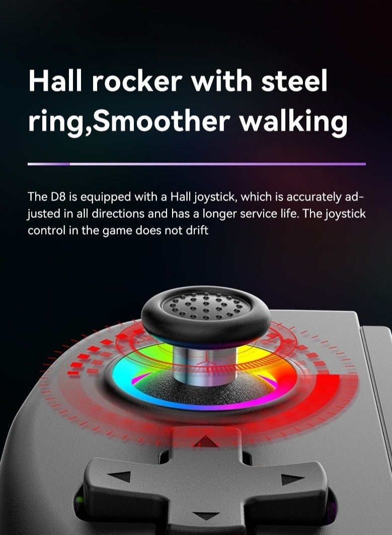 D8 Mobile Gaming Controller for iPhone/Android/PC/Nintendo Switch/PS4, Cloud Games, with Hall Effect Joystick, 6 Axis Gyro (Grey) - Image 5