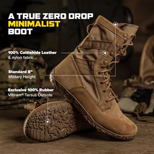 Belleville Mini-Mil TR105 8" Tactical Boots for Men - Minimalist Military Boots - Army/Air Force OCP ACU Coyote Brown Leather with Low Drop & Slip-Resistant Vibram Tarsus Outsole - 8.5 - Image 4