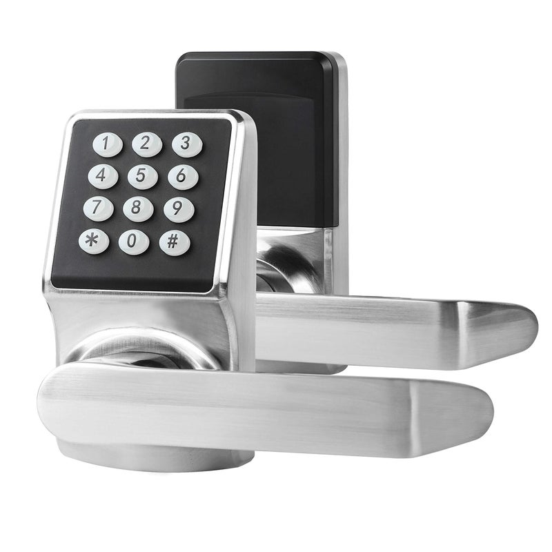 Cielsa Dawn Electronic Door Lock with Door Handle,Keypad Door Lock with Handle,Smart Locks for Front Door Keyless Entry Digital Knob with Code-Fob-Key(Brushed Nickel,1pack) - Image 1