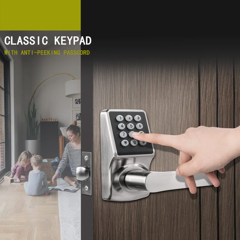 Cielsa Dawn Electronic Door Lock with Door Handle,Keypad Door Lock with Handle,Smart Locks for Front Door Keyless Entry Digital Knob with Code-Fob-Key(Brushed Nickel,1pack) - Image 5