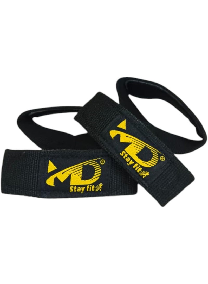 MD Stay Fit Figure 8 Weight Lifting Straps with Wrist Protection Pad, for Gym Weightlifting color black - Image 2