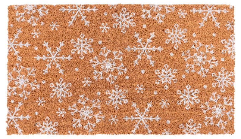 KAF Home New Coir Doormat with HeavyDuty Weather Resistant NonSlip PVC Backing 17 by 30 Inches 06 Inch Pile Height Perfect for Indoor and Outdoor Use Snowflake