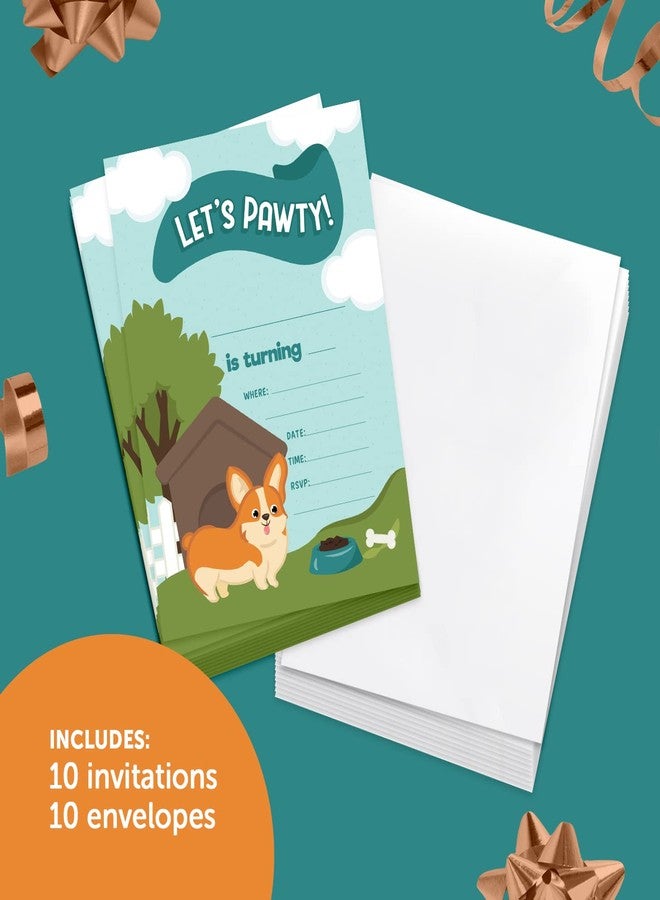 ديزرت كاكتوس بطاقات دعوة عيد ميلاد سعيد بتصميم كلب كورجي صحراوي (10 بطاقات) مع أظرف، مناسبة لحفلات الأولاد والبنات والأطفال (10 بطاقات). - Image 2