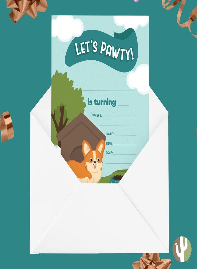 ديزرت كاكتوس بطاقات دعوة عيد ميلاد سعيد بتصميم كلب كورجي صحراوي (10 بطاقات) مع أظرف، مناسبة لحفلات الأولاد والبنات والأطفال (10 بطاقات). - Image 5