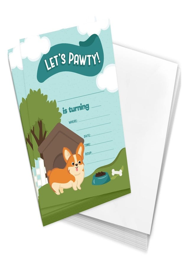 ديزرت كاكتوس بطاقات دعوة عيد ميلاد سعيد بتصميم كلب كورجي صحراوي (10 بطاقات) مع أظرف، مناسبة لحفلات الأولاد والبنات والأطفال (10 بطاقات). - Image 1