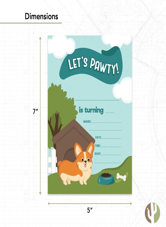 ديزرت كاكتوس بطاقات دعوة عيد ميلاد سعيد بتصميم كلب كورجي صحراوي (10 بطاقات) مع أظرف، مناسبة لحفلات الأولاد والبنات والأطفال (10 بطاقات). - Image 3