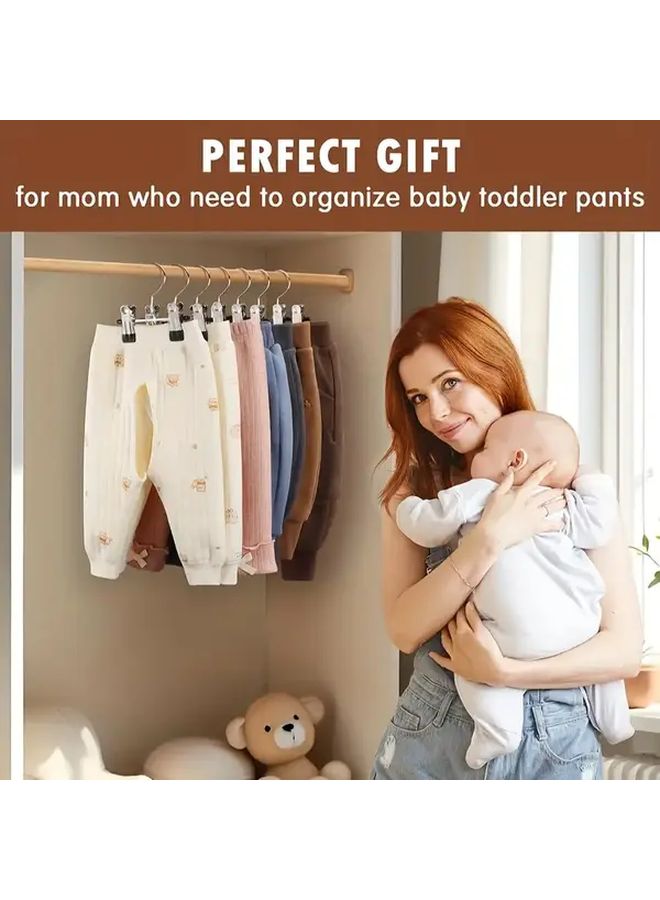 10 Pack Black Baby Pants Hangers with Non Slip Clips Toddler Space Saving Closet Organizer for Pants Skirts and Clothes Daycare Essentials - Image 2