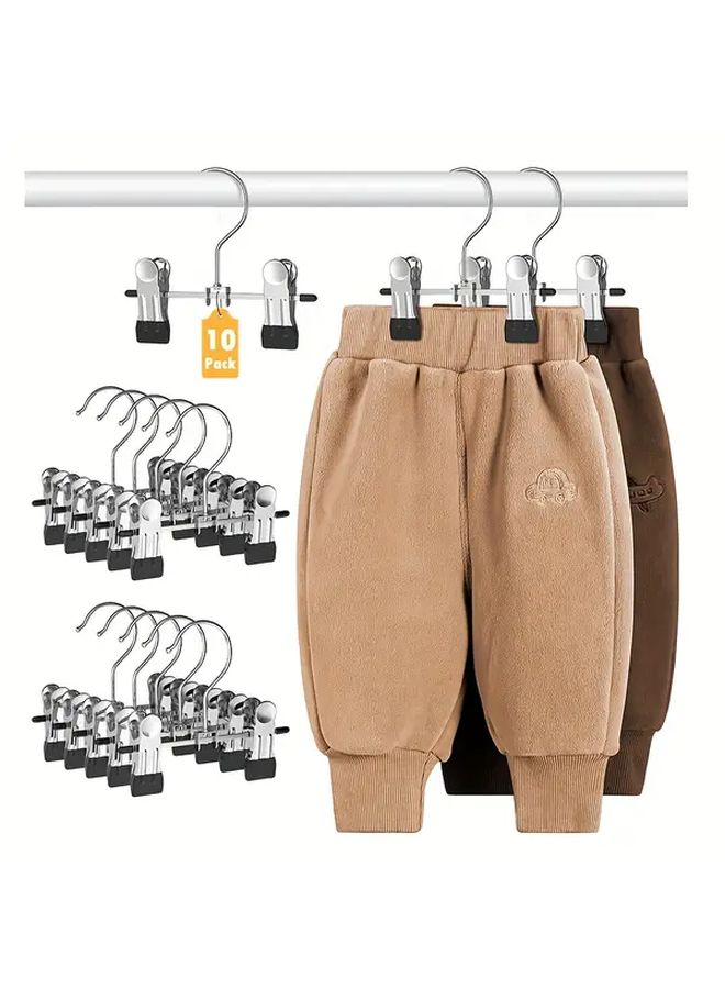 10 Pack Black Baby Pants Hangers with Non Slip Clips Toddler Space Saving Closet Organizer for Pants Skirts and Clothes Daycare Essentials - Image 1