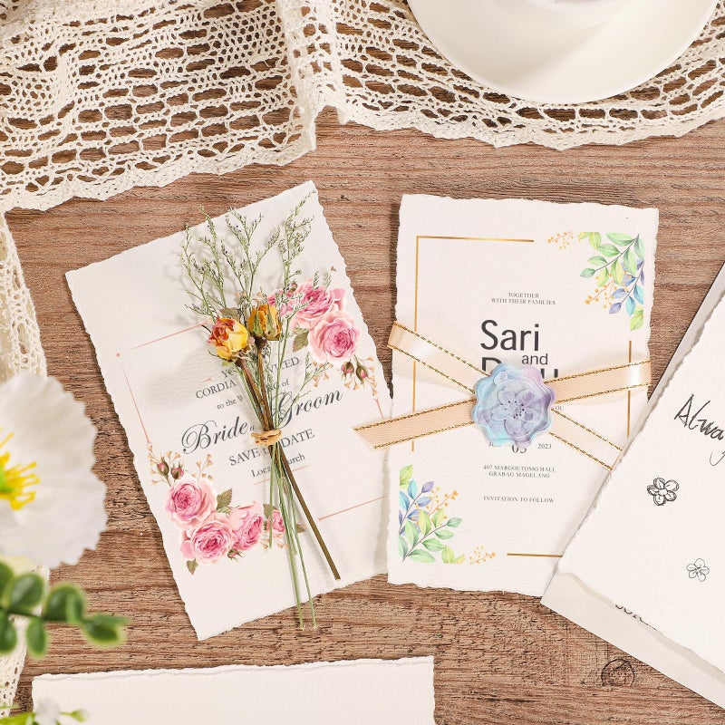Prudiut 25 Sheets Cotton Watercolor Paper, 300 GSM, 4 x 6 inch, White, Textured, Deckled Edge, Ideal for Watercolors, Wedding Invitations, Cards, Crafts - Image 5