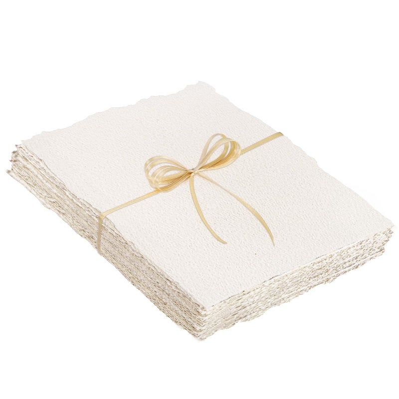 Prudiut 25 Sheets Cotton Watercolor Paper, 300 GSM, 4 x 6 inch, White, Textured, Deckled Edge, Ideal for Watercolors, Wedding Invitations, Cards, Crafts - Image 1