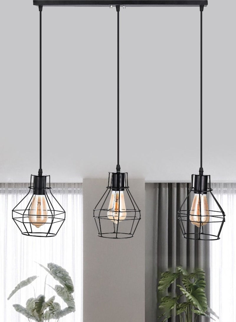 El Rawda Lighting Ritmo Ceiling Lamp | modern decorative LED E27 pendant light ceiling lamp hanging | suitable for any room | Color: Black | Size: 70x68x70 cm - Image 2