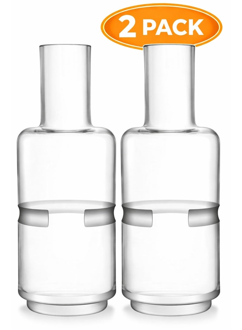 LSA Horizon Decanter 180ml 2pack Clear Crystal Glass with Cut Design for Whiskey, Bourbon, or Spirits, Made in Poland - Image 1
