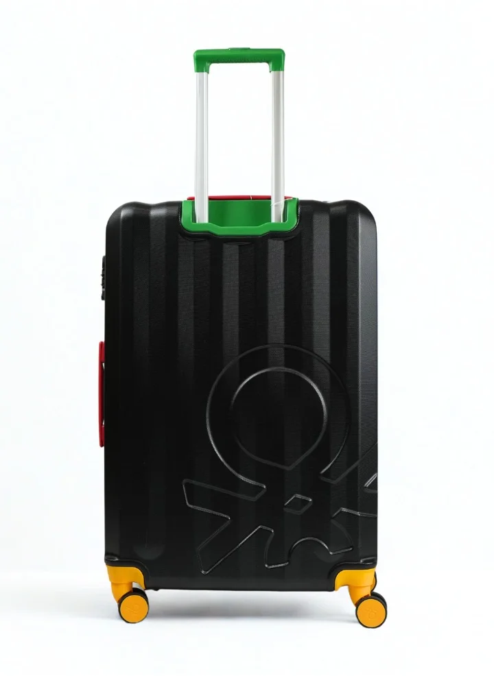 UNITED COLORS OF BENETTON BNTA-203X 28 Inch- Checked Luggage with TSA Lock| Material- Acrylonitrile Butadiene Styrene| Adjustable Trolley Handle | Smooth Dual Wheels 360degree rotate| BLACK