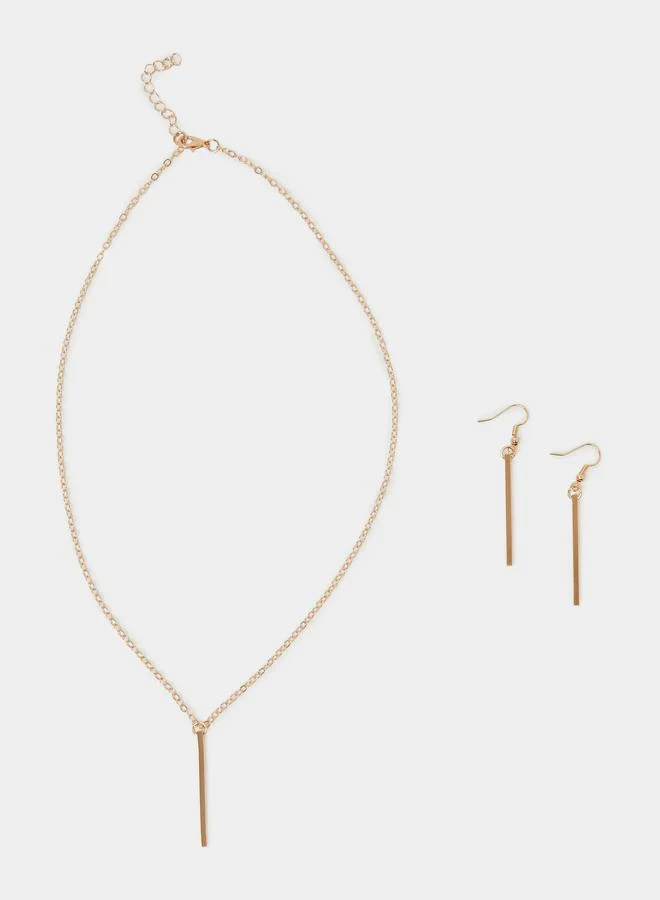 ستايلي Bar Drop Earrings and Necklace Jewelry Set