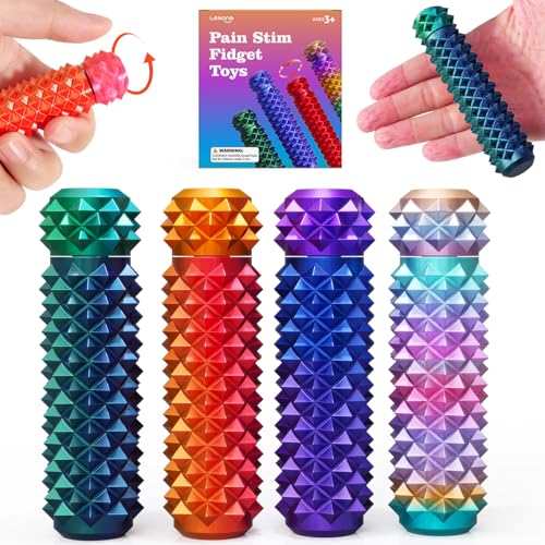 LESONG Fidget Toys Adults Pain Stim Rotating Spiky Grippie for Pain Stim Stress Toys for ADHD Autism Kids Calming Small Desk Fidgets for Anxiety Office Classroom 4 Pack - Image 1