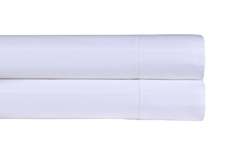 Threadmill Standard Size White Luxury Pillowcases - 500 Thread Count Damask Weave, 2 Piece Long Staple Cotton Pillow Protector Set, Breathable Striped Pillow Covers - Image 1