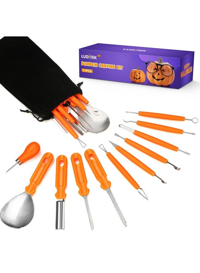 Luditek Luditek Halloween Pumpkin Carving Tools, Halloween Jack-O-Lanterns 11 Piece Professional Stainless Steel Pumpkin Carving Kit, Pumpkin Cutting Supplies Tools Kit for Adults Kids - Image 1