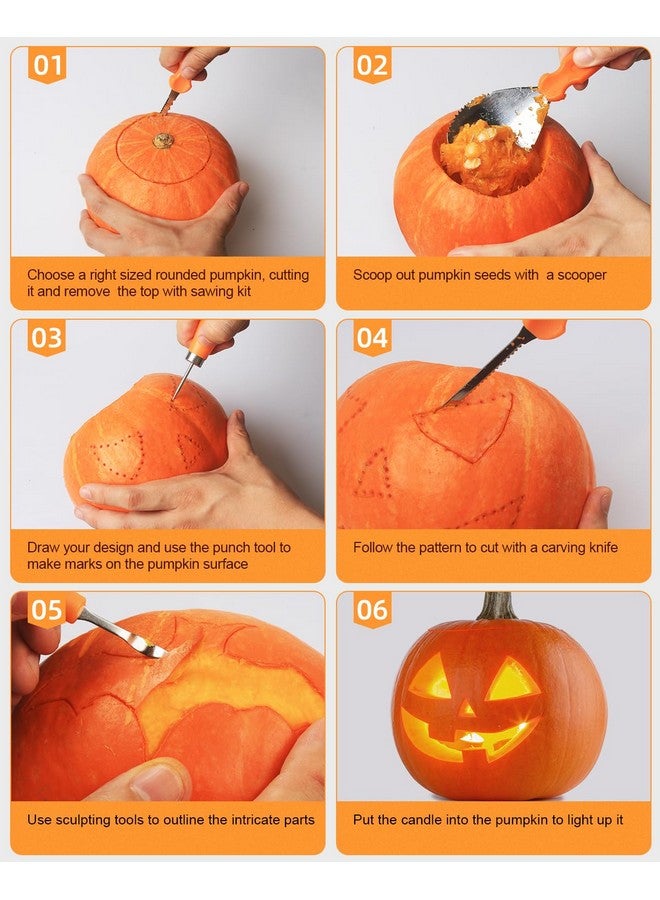 Luditek Luditek Halloween Pumpkin Carving Tools, Halloween Jack-O-Lanterns 11 Piece Professional Stainless Steel Pumpkin Carving Kit, Pumpkin Cutting Supplies Tools Kit for Adults Kids - Image 4