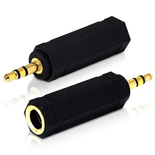 Mobi Lock 2pcs 3.5mm Plug to 6.35mm Socket - 1/8 to 1/4 in Stereo Audio Jack Adapter - Connects Devices with 3.5mm Port to Amplifiers, Guitar, Piano, Speakers & Mic that use 6.35mm Port - Image 1