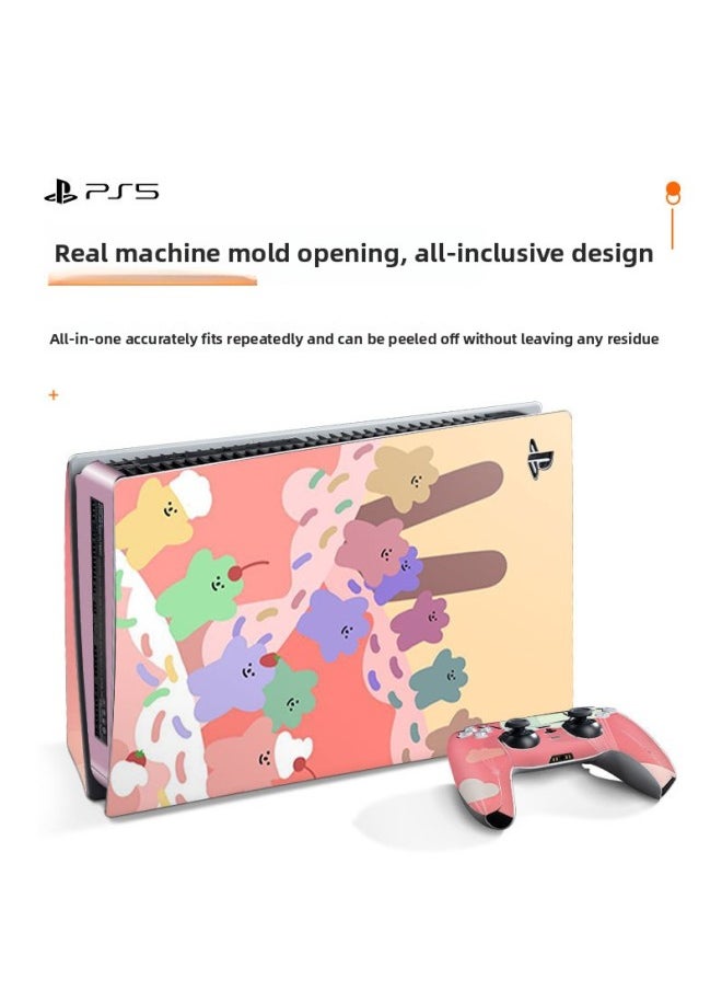 Applicable To For Sony PS5 Film Digital Version Optical Drive Version Game Host Stickers Colorful Kitty Cat-Color:HA-277