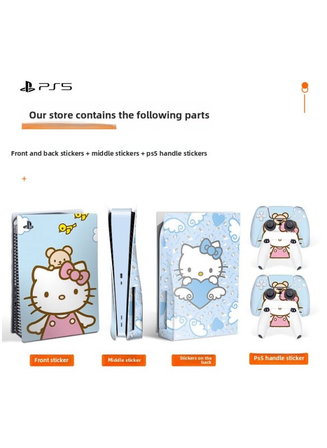 Applicable To For Sony PS5 Film Digital Version Optical Drive Version Game Host Stickers Colorful Kitty Cat-Color:HA-277