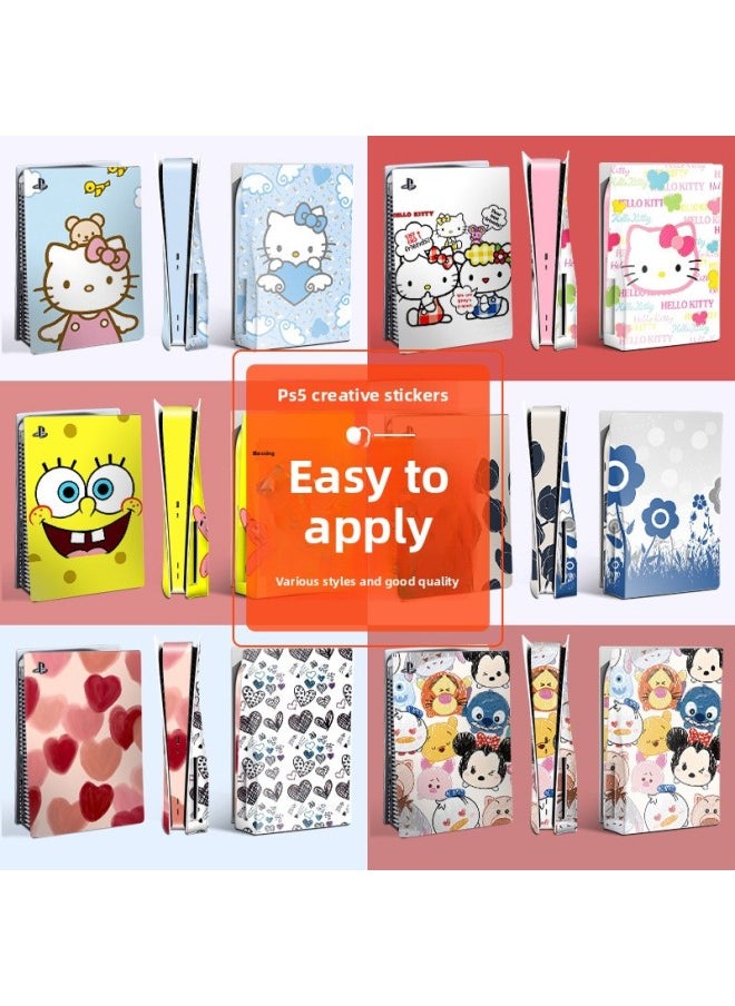 Applicable To For Sony PS5 Film Digital Version Optical Drive Version Game Host Stickers Colorful Kitty Cat-Color:HA-277