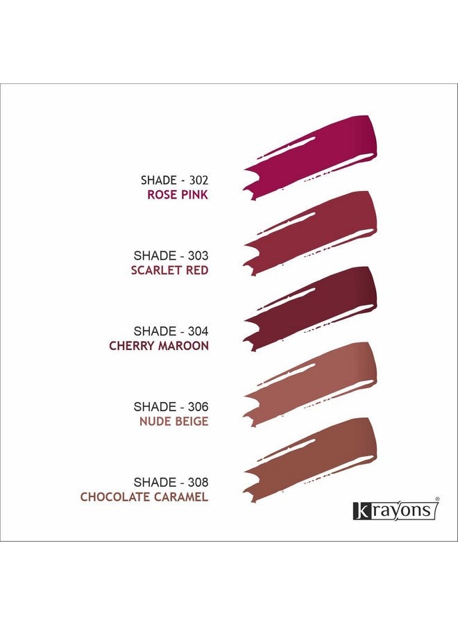 Krayons Intense Matte Velvet Touch Lipstick, Creamy Finish, Waterproof, Longlasting, 3.5gm Each, Pack of 4 (Combo 2) - Image 5