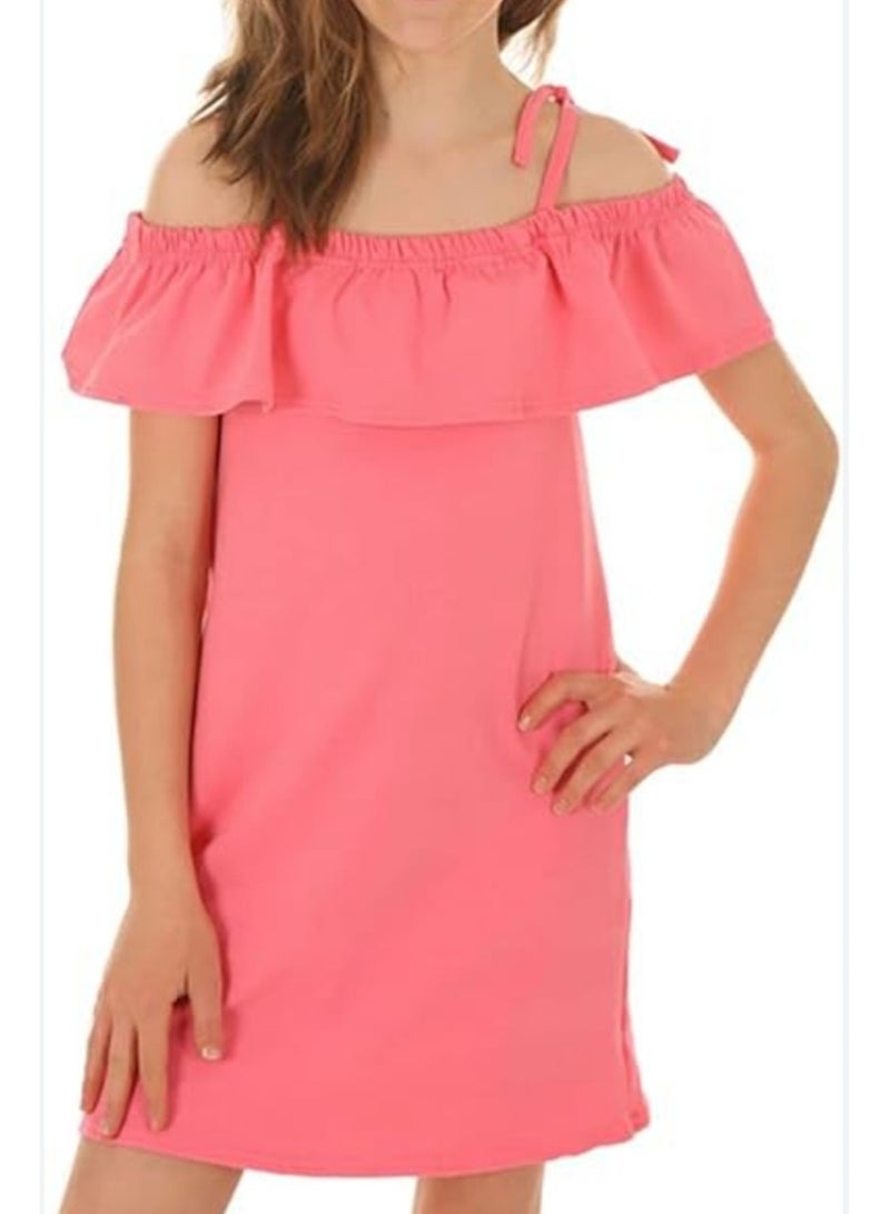 Women Summer Off Shoulder neon Short Dress  - Image 1