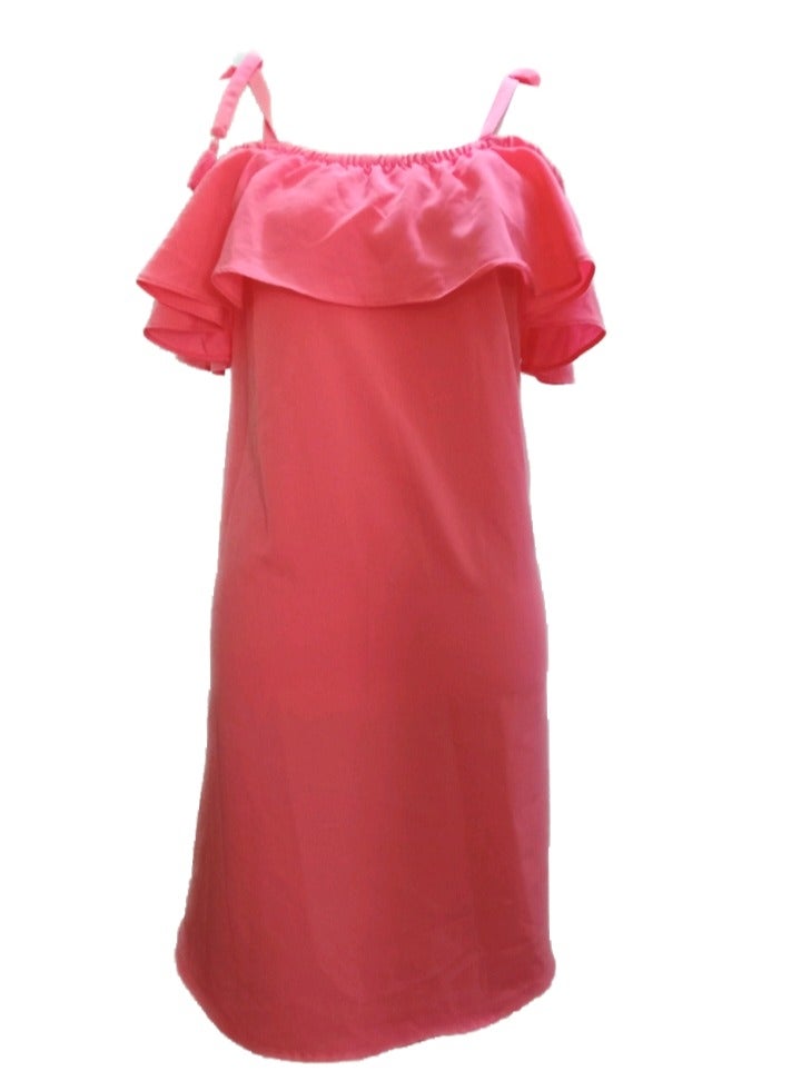 Women Summer Off Shoulder neon Short Dress  - Image 2