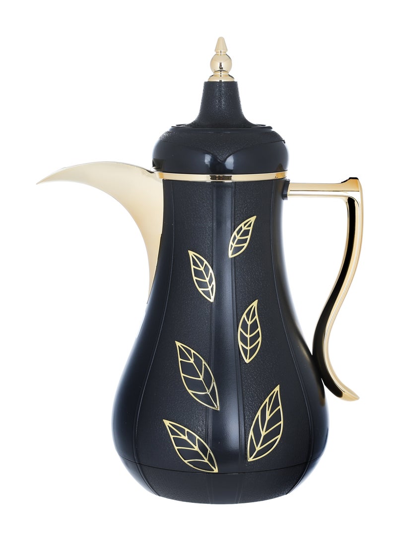 Alsaif Gallery Saif Gallery Salma Plastic Thermos Set, 2 Pieces, 1 Liter - Black Gold  - Image 2