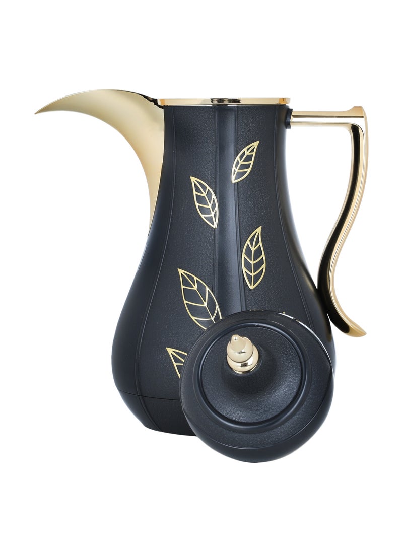 Alsaif Gallery Saif Gallery Salma Plastic Thermos Set, 2 Pieces, 1 Liter - Black Gold  - Image 3