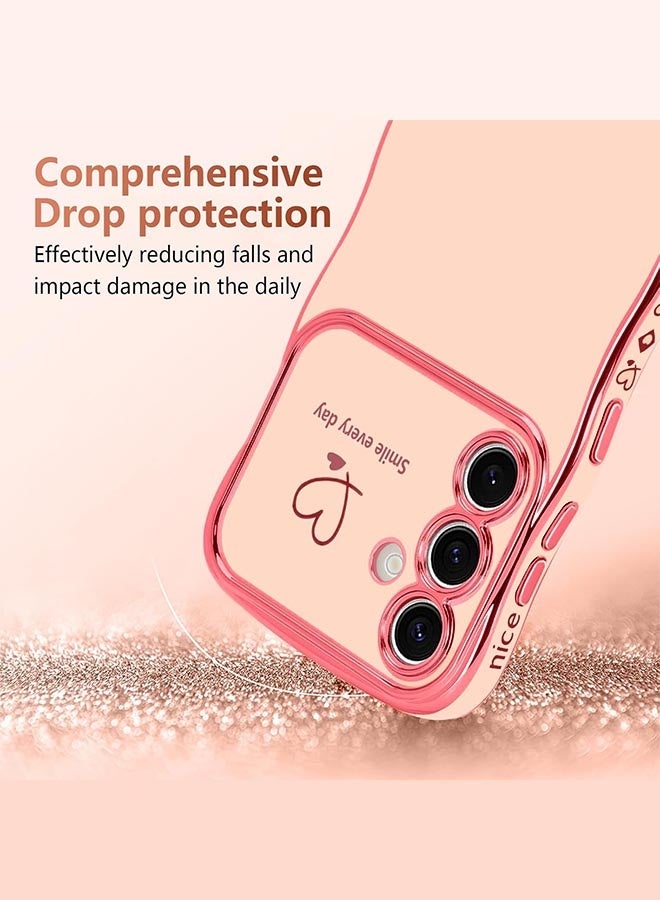 Samsung Galaxy S26 Case, Soft TPU Material, [Wireless Charging Compatible][Screen and Camera Protection][Luxury Electroplated Edge] Stylish Heart Design Drop Protection Cover for Samsung Galaxy S26 6.3 inch, Pink - Image 3