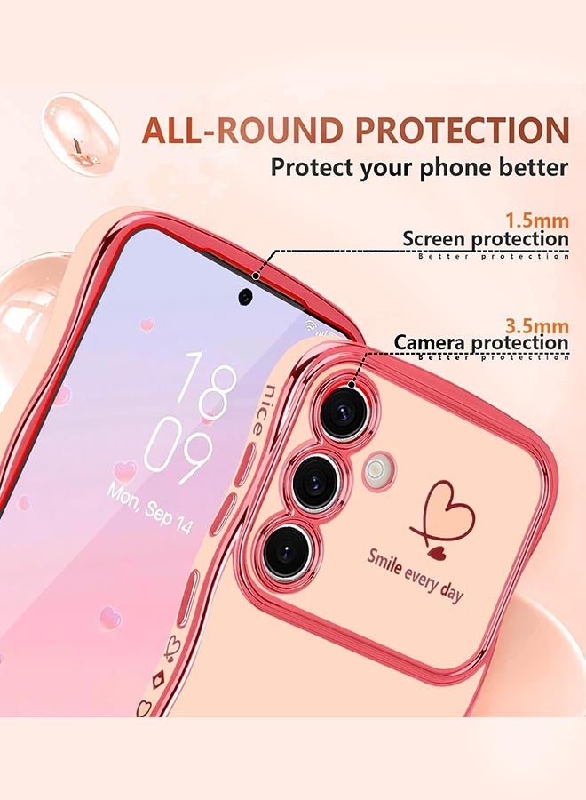 Samsung Galaxy S26 Case, Soft TPU Material, [Wireless Charging Compatible][Screen and Camera Protection][Luxury Electroplated Edge] Stylish Heart Design Drop Protection Cover for Samsung Galaxy S26 6.3 inch, Pink - Image 2
