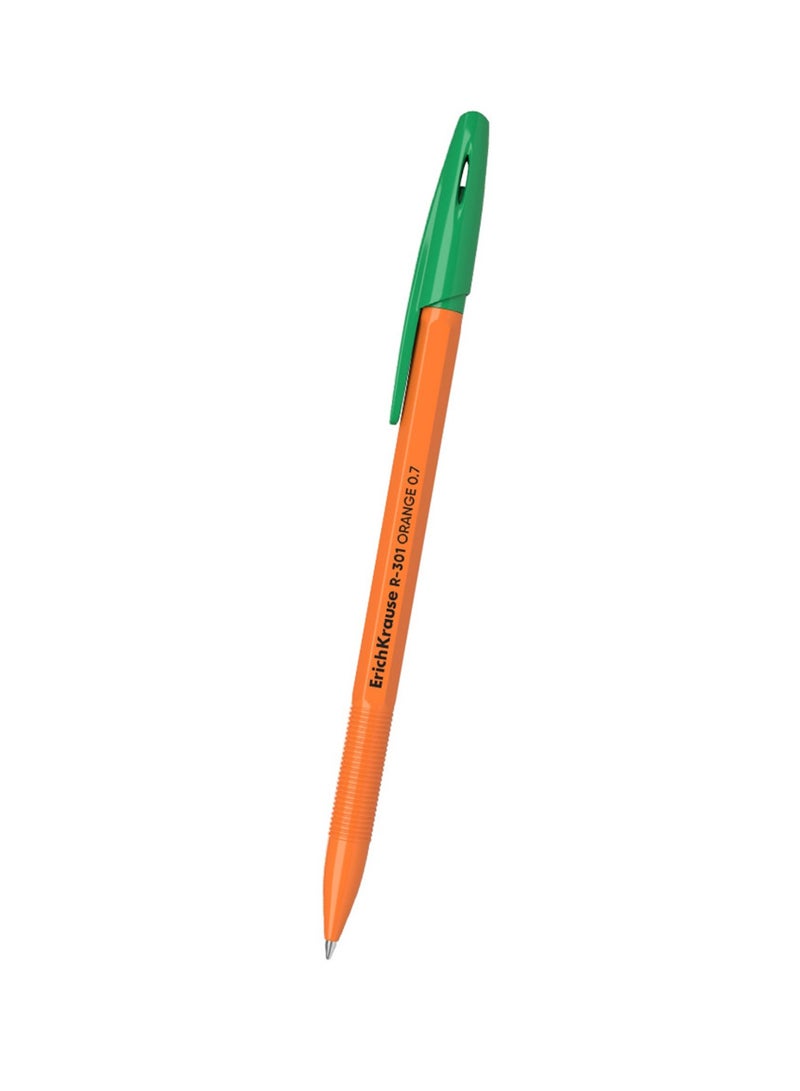 ErichKrause 50-Piece R-301 Orange Stick Ballpoint Pens 0.7mm Tip Green Ink - Image 2