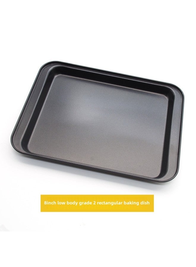NAS Household 10 Inch Long Biscuit Cookie Baking Tray 8 Inch Cake Pie Tray Non-stick Coating Baking Mold-Specifications:8 Inch Black Level 2 Rectangular Plate - Image 1