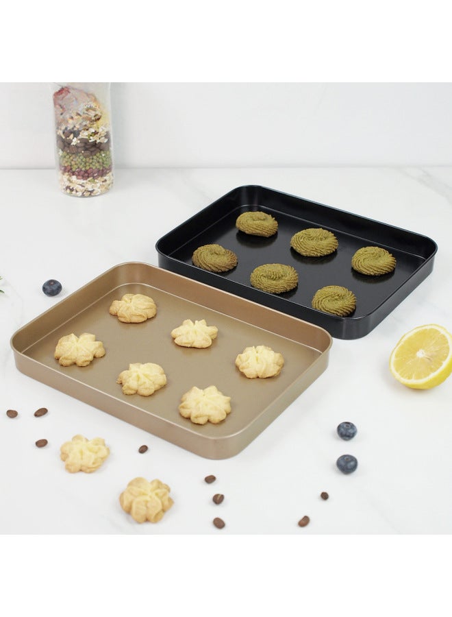 NAS Household 10 Inch Long Biscuit Cookie Baking Tray 8 Inch Cake Pie Tray Non-stick Coating Baking Mold-Specifications:8 Inch Black Level 2 Rectangular Plate - Image 2