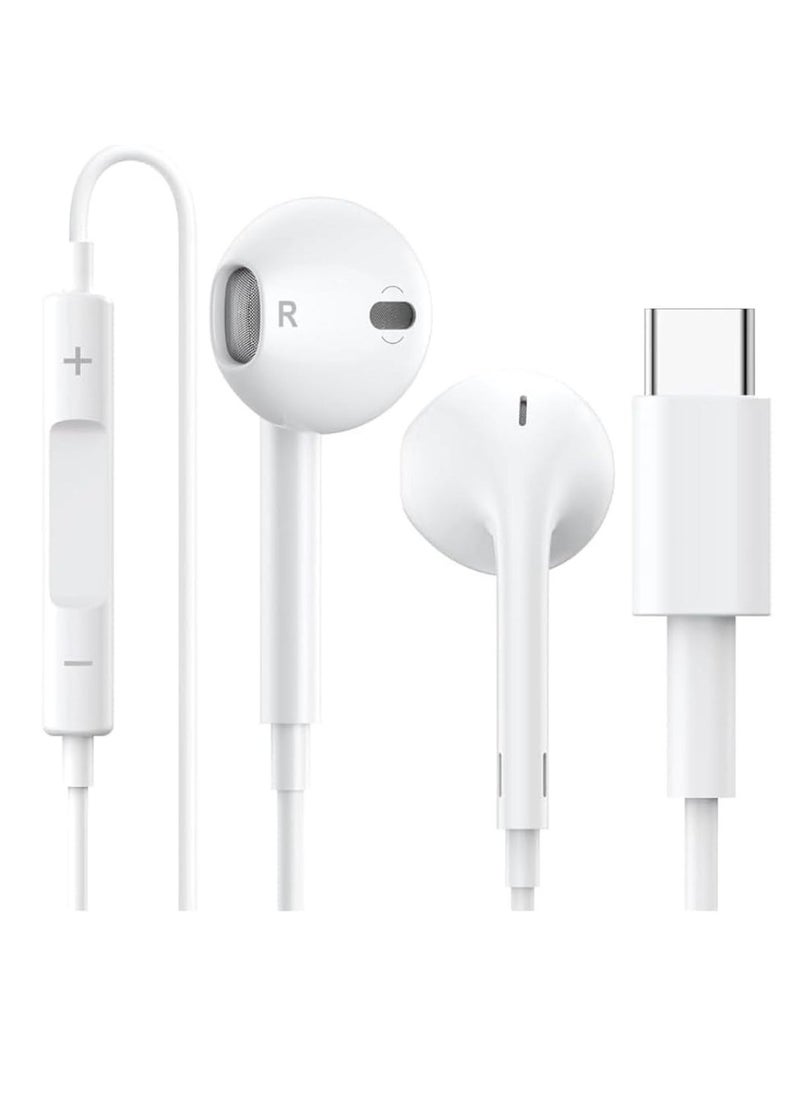 Generic Earpods with USB-C White For Iphone 15 Pro Max, 16 Pro Max Samsung, Huawei, Oneplus, Xiaomi  - Image 1