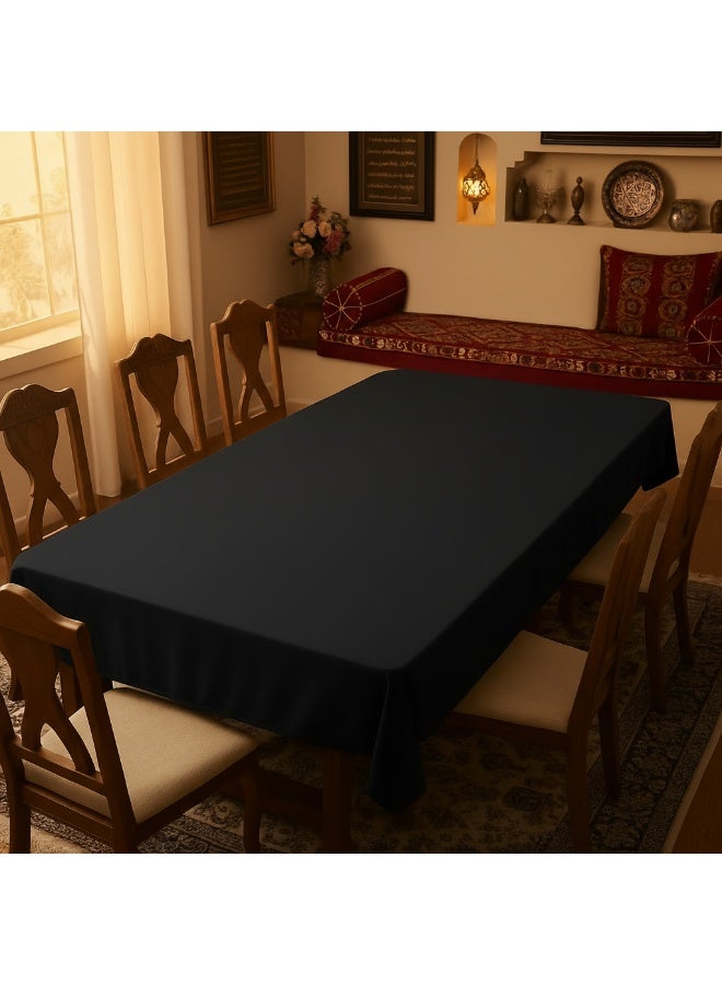 Bluejw 1-Piece Solid Pattern Table Cloth Black Rectangle Table - Heavy Duty Washable Fabric - for Buffet Table, Holiday Party, Dinner, Wedding & Baby Shower - Image 5