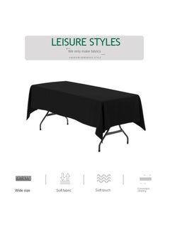 Bluejw 1-Piece Solid Pattern Table Cloth Black  - Image 3