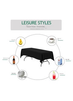 Bluejw 1-Piece Solid Pattern Table Cloth Black  - Image 2