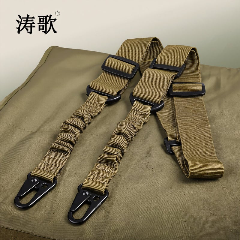 Tactical Sling Heavy Duty Nylon Double Point Adjustable 135-175cm Coyote Brown - Image 3