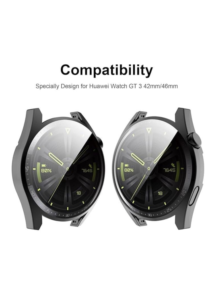حافظة ELMO3EZZ Beauenty مع طبقة TPU لساعة هواوي GT 3، غطاء مطلي بالكهرباء شامل مضاد للسقوط مع واقي شاشة لساعة هواوي GT 3 (42 ملم) (أسود) - Image 2