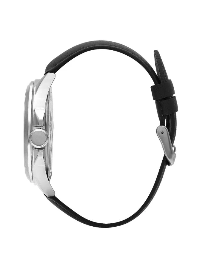 لي كوبر ساعة لي كوبر للرجال بعرض تناظري وحزام جلدي أسود