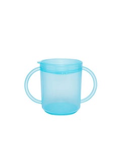 Recessed Plastic Lid Cup With Handles ; Break Resistant ; Selffeeding Bpa Free 2 Lids Light Blue