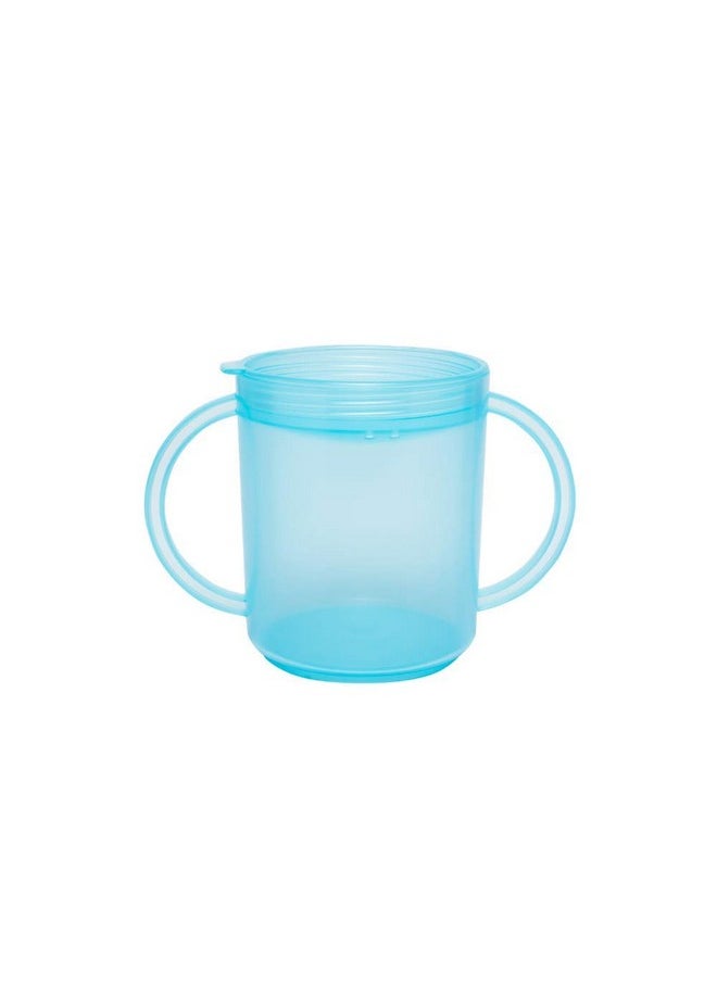 TalkTools Recessed Plastic Lid Cup With Handles ; Break Resistant ; Selffeeding Bpa Free 2 Lids Light Blue  - Image 1