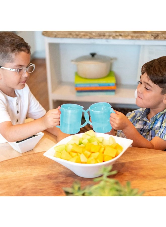 TalkTools Recessed Plastic Lid Cup With Handles ; Break Resistant ; Selffeeding Bpa Free 2 Lids Light Blue  - Image 3