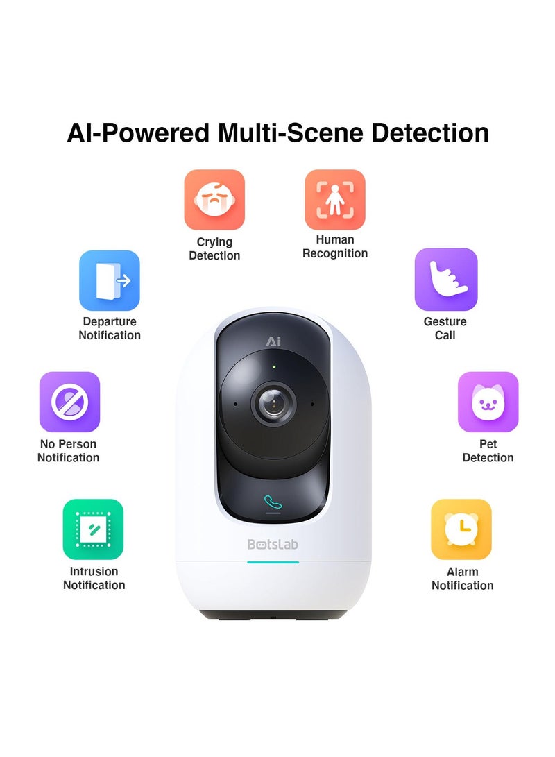 Botslab Indoor 5M Pan Tilt Zoom Smart Security Camera, AI Human and Motion Detection PTZ Indoor Camera for Home, 2-Way Audio and Night Vision for Baby, Pet, Elder, Compatible with Alexa - Image 2